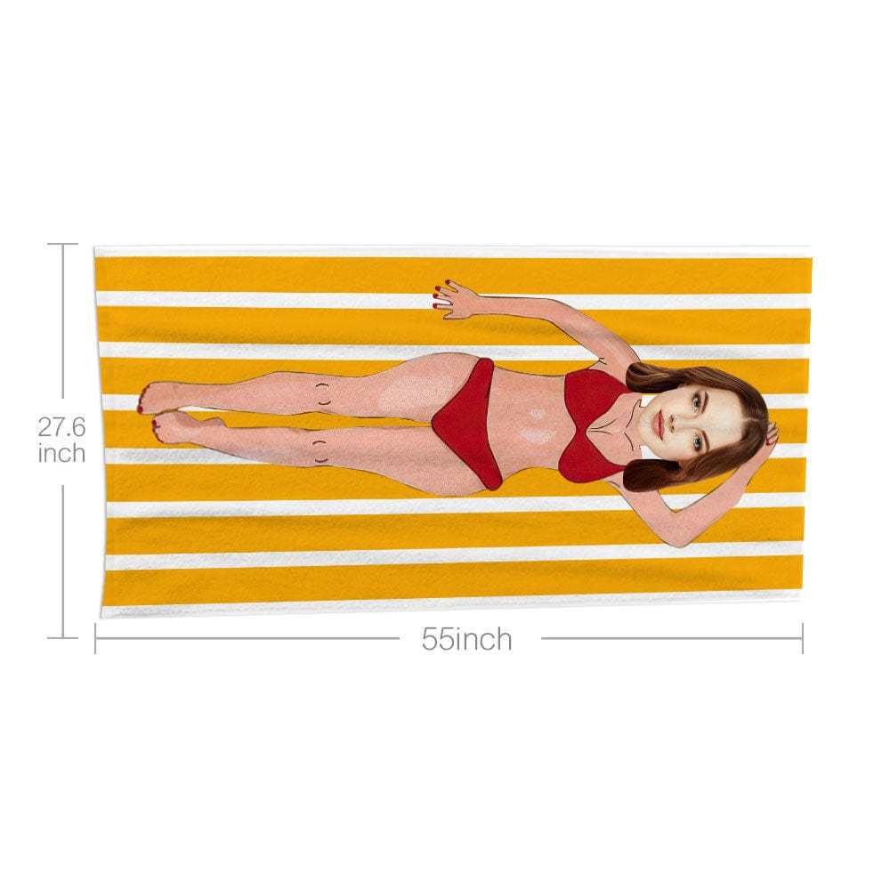Custom Face Beach Towel Personalized Sexy Bikini Girl Beach Towel Funny Gift for Summer - GiftLab