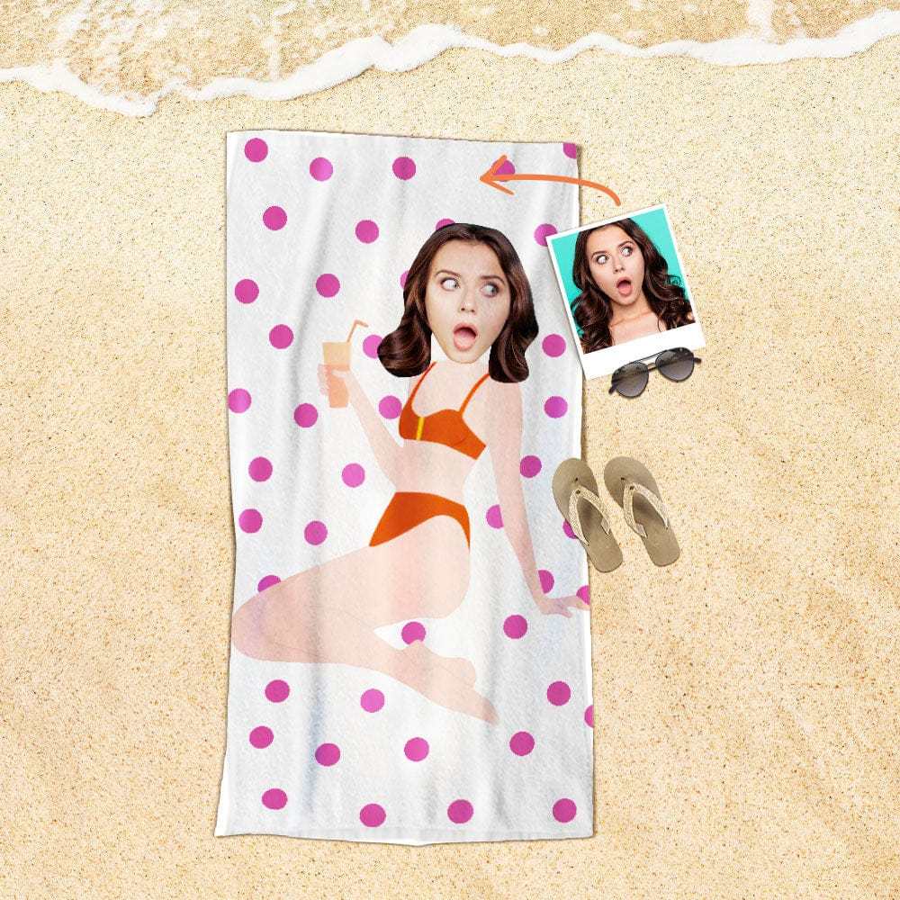 Custom Face Beach Towel Personalized Bikini Beauty Style Beach Towel Funny Gift for Summer - GiftLab