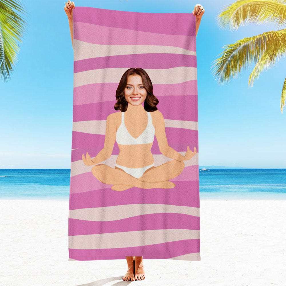 Custom Face Beach Towel Personalized Hawaii Style Beach Towel Funny Gift for Summer - GiftLab