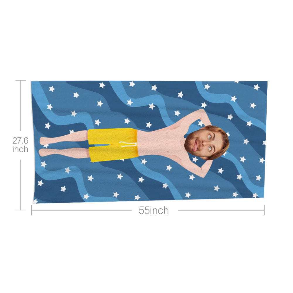 Custom Face Beach Towel Personalized Stars Beach Style Beach Towel Funny Gift for Summer - GiftLab