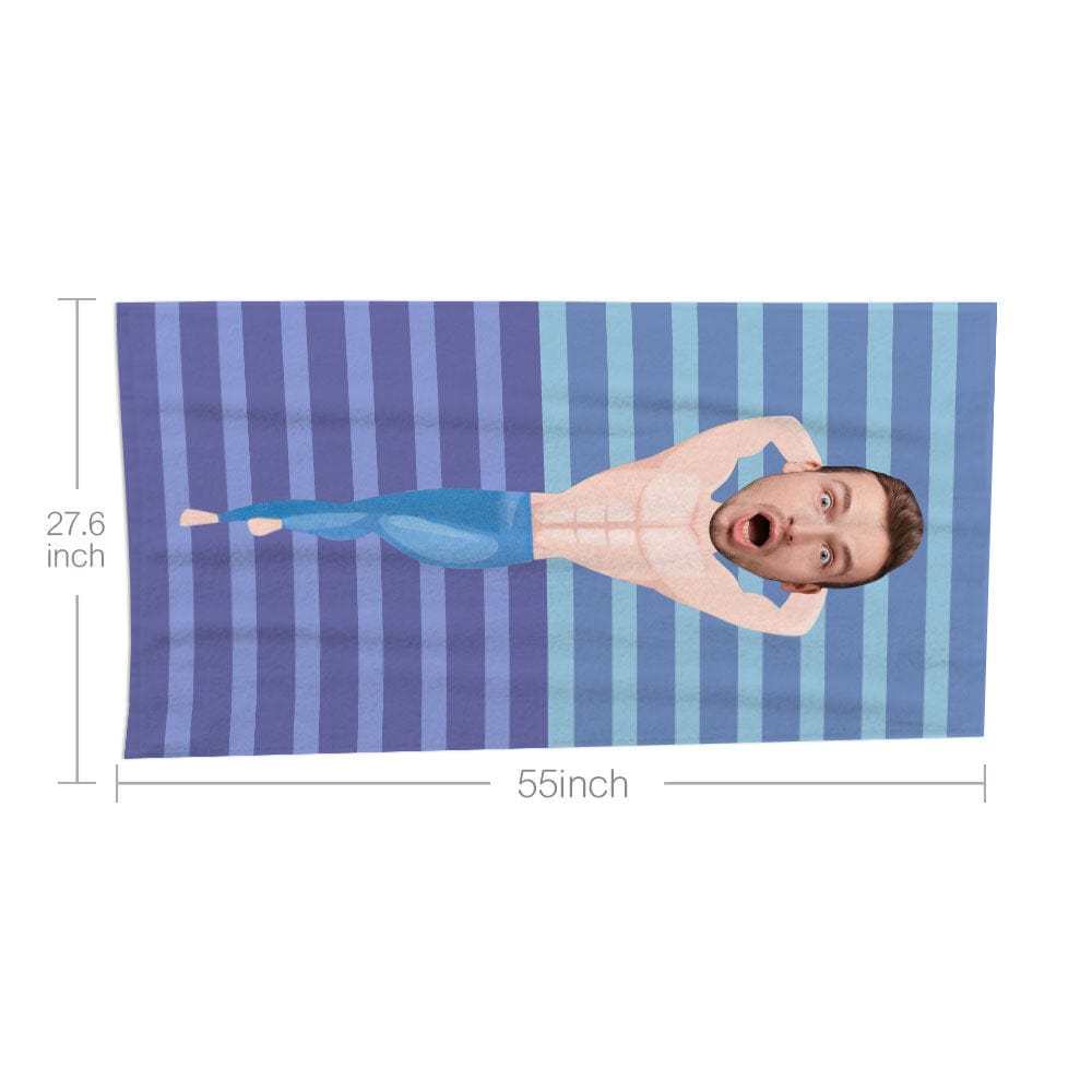 Custom Face Beach Towel Personalized Fitness Man Beach Towel Funny Gift for Summer - GiftLab