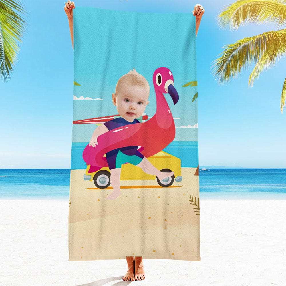Custom Face Beach Towel Personalized Hawaii Style Beach Towel Funny Gift for Summer - GiftLab