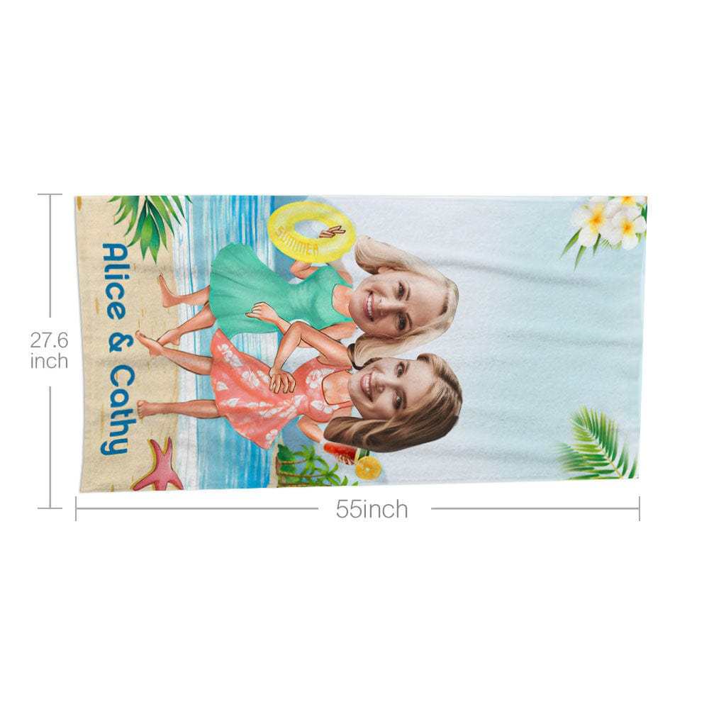 Custom Face Beach Towel Personalized Hawaii Style Beach Towel Funny Gift for Summer - GiftLab