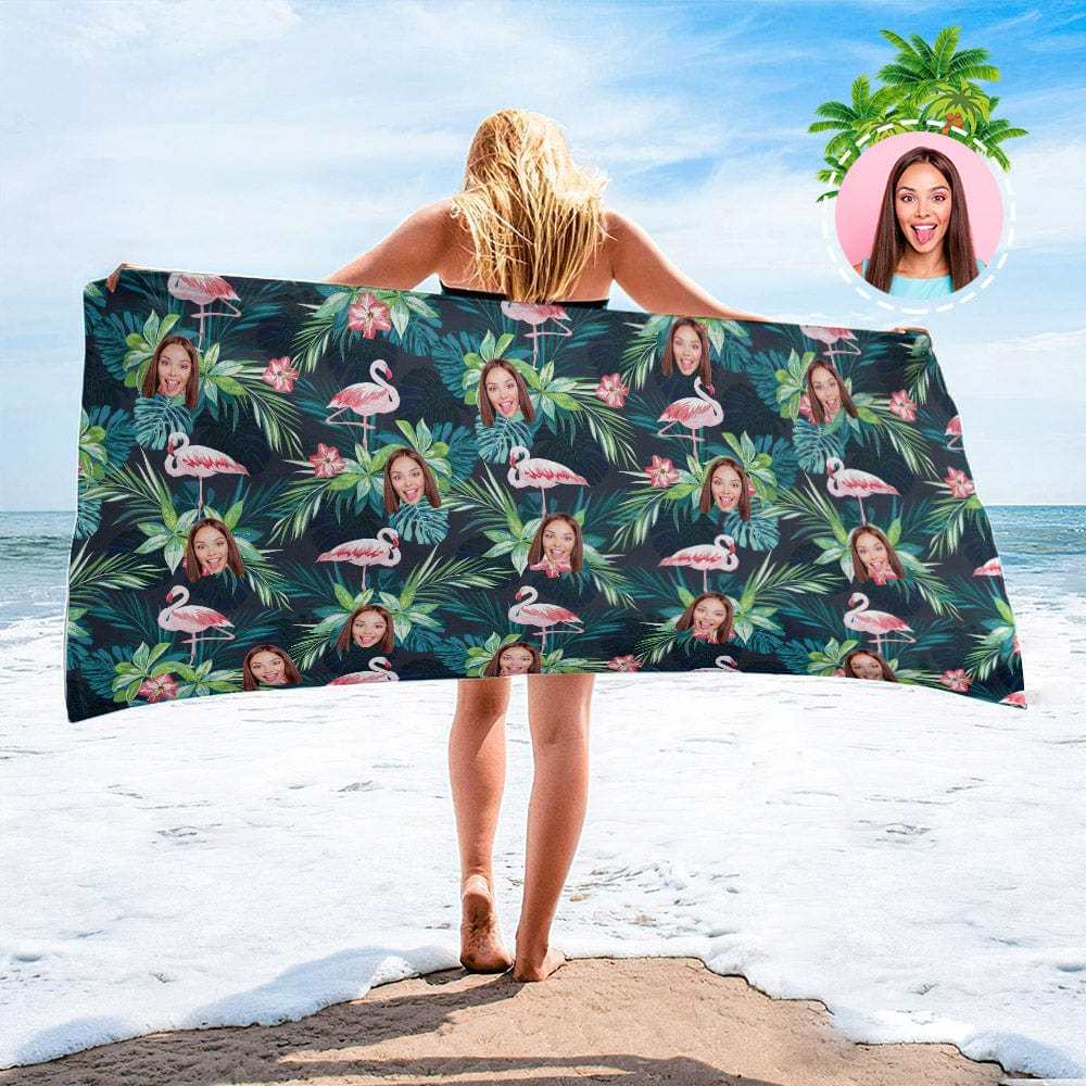 Personalized Beach Towels with Photo Custom Leaves and Petal Beach Towel - GiftLab