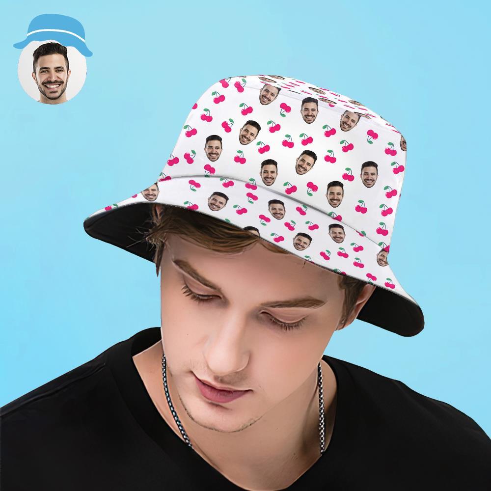 Custom Bucket Hat Unisex Face Bucket Hat Personalize Wide Brim Outdoor Summer Cap Cherry Grandparents' Day Gifts for Grandma	 - FaceSocksUSA