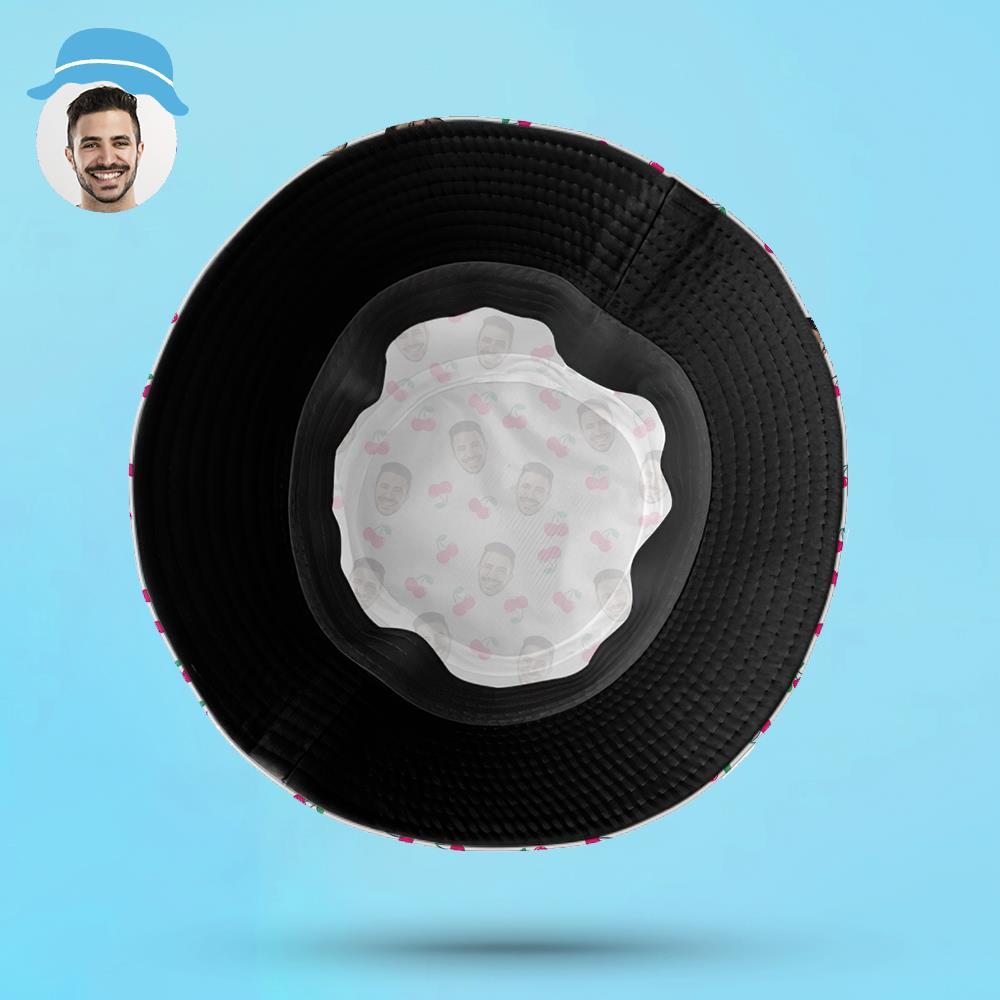 Custom Bucket Hat Unisex Face Bucket Hat Personalize Wide Brim Outdoor Summer Cap Cherry Grandparents' Day Gifts for Grandma	 - FaceSocksUSA