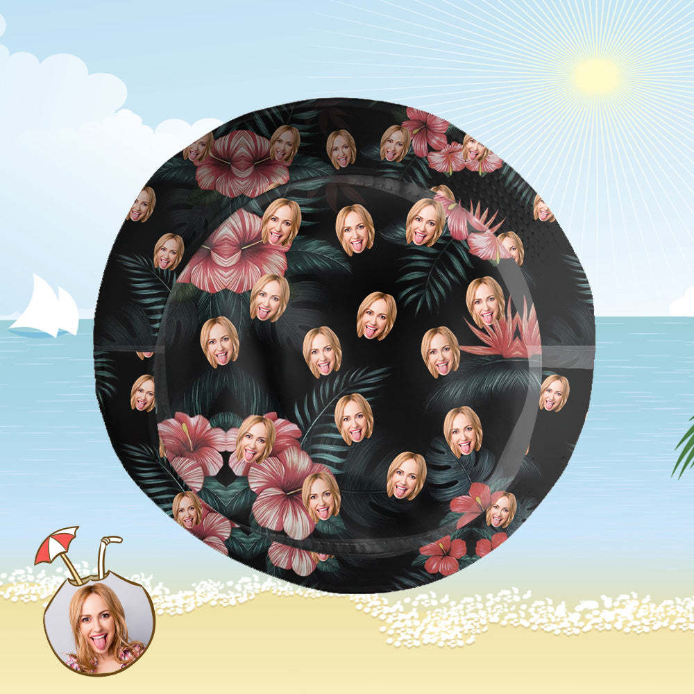 Custom Bucket Hat Personalized Face All Over Print Tropical Flower Print Hawaiian Fisherman Hat - FaceSocksUSA