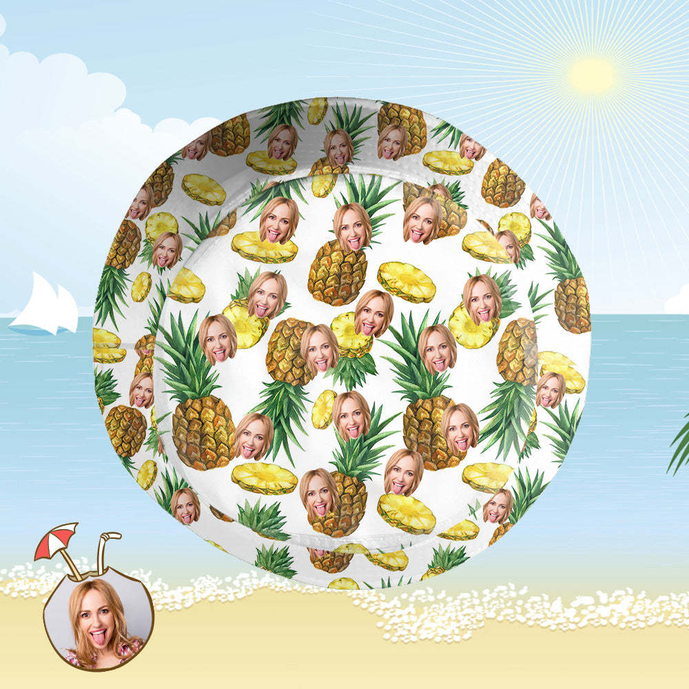 Custom Bucket Hat Personalized Face All Over Print Tropical Flower Print Hawaiian Fisherman Hat - Pineapple - FaceSocksUSA