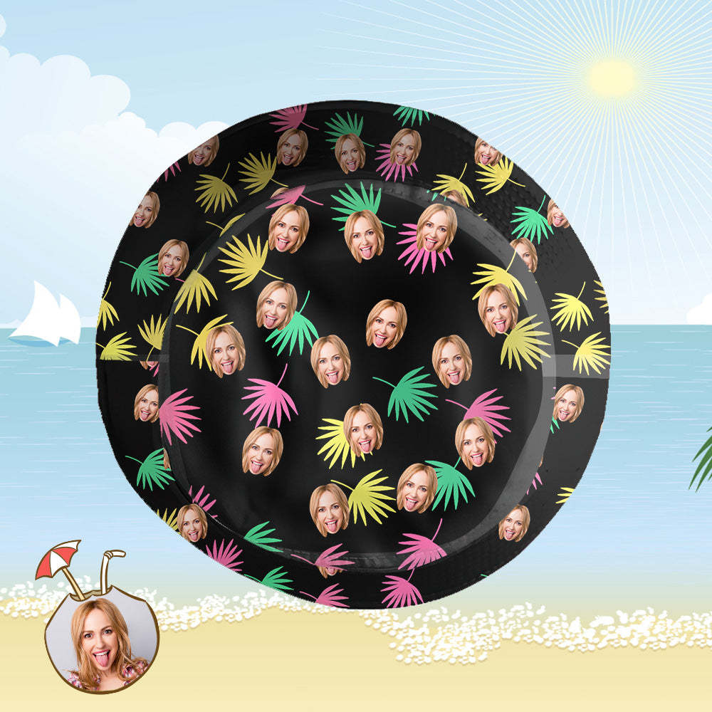 Custom Bucket Hat Personalized Face All Over Print Tropical Flower Print Hawaiian Fisherman Hat - Colorful Leaves - FaceSocksUSA