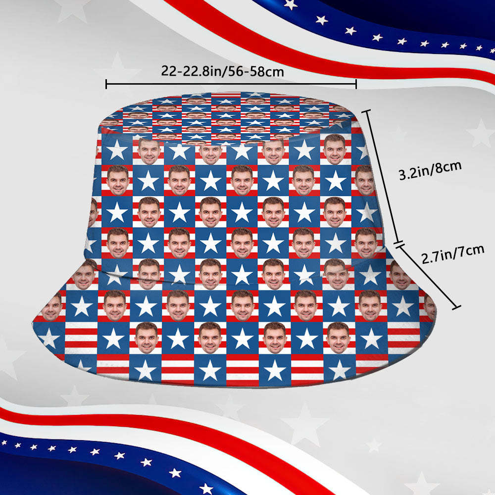 Independence Day Custom Bucket Hat Face Unisex Fisherman Hat Summer Hat the Fourth of July