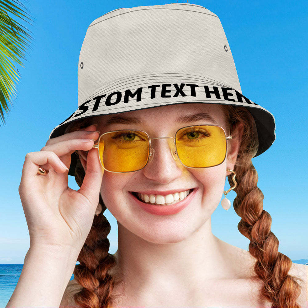Custom Bucket Hat with Text Unisex Fisherman Hat Summer Hat - FaceSocksUSA