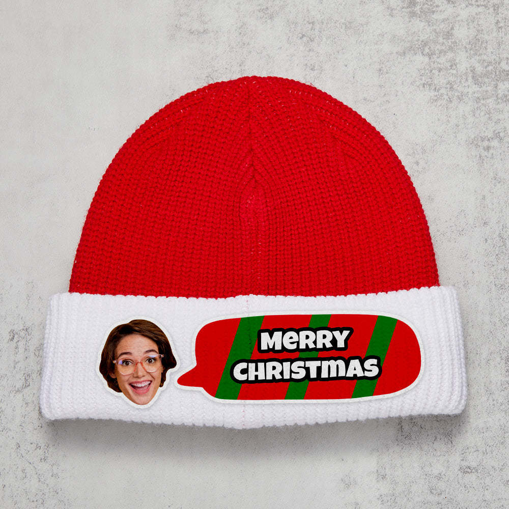 Custom Christmas Beanie Hat Unisex Knitted Hat Winter Warm Hat Gift for Christmas - FaceSocksUsa