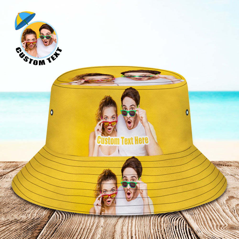 Custom Bucket Hat Photo Bucket Hat Personalize Wide Brim Outdoor Summer Cap Hiking Beach Sports Hats Gift for Lover - FaceSocksUSA