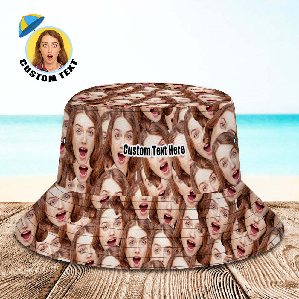 Custom Bucket Hat Unisex Face Mash Bucket Hat Personalize Wide Brim Outdoor Summer Cap Hiking Beach Sports Hats Gift for Lover-FaceSocksUSA