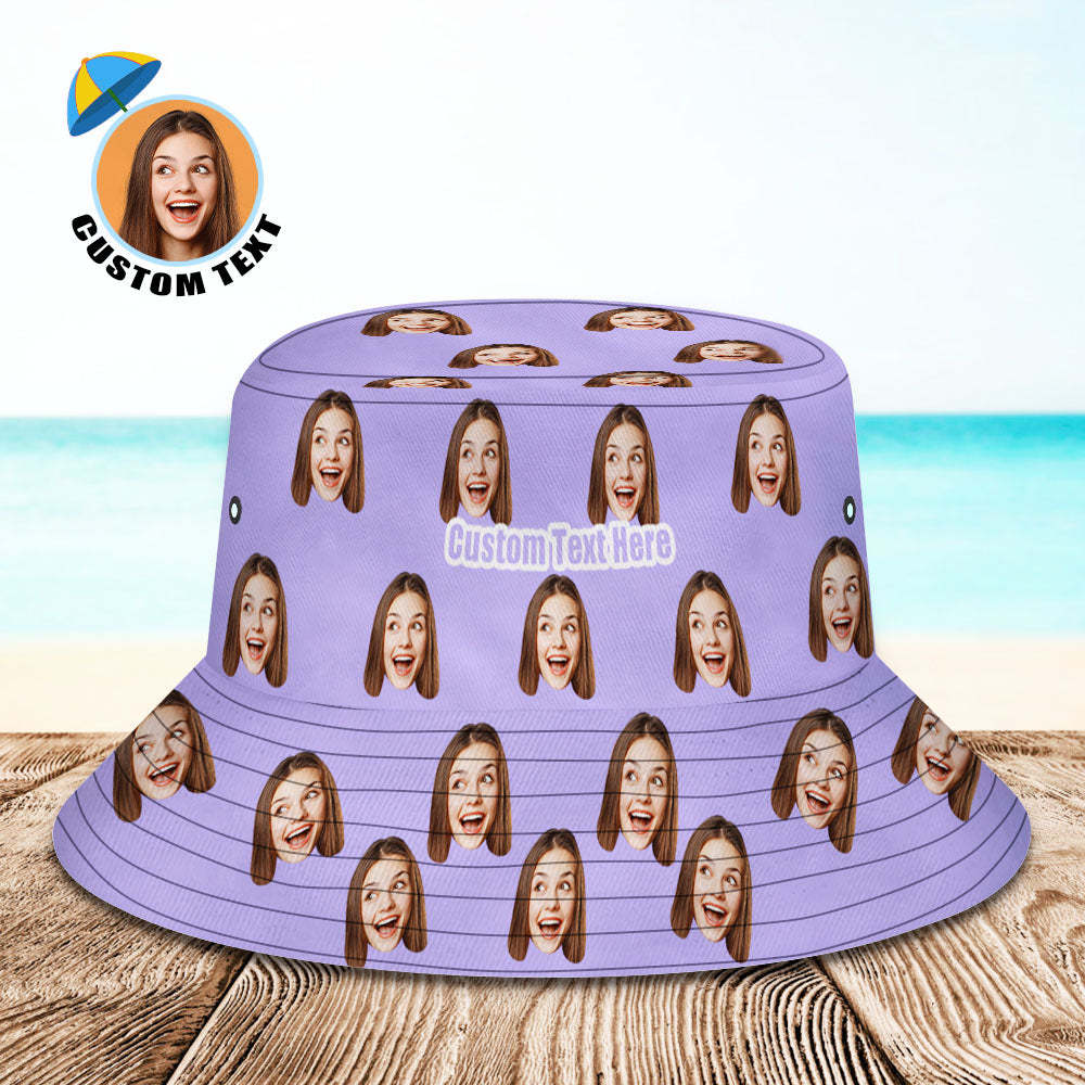 Custom Your Photo Face Summer Bucket Hat Fisherman Hat - Purple - FaceSocksUSA