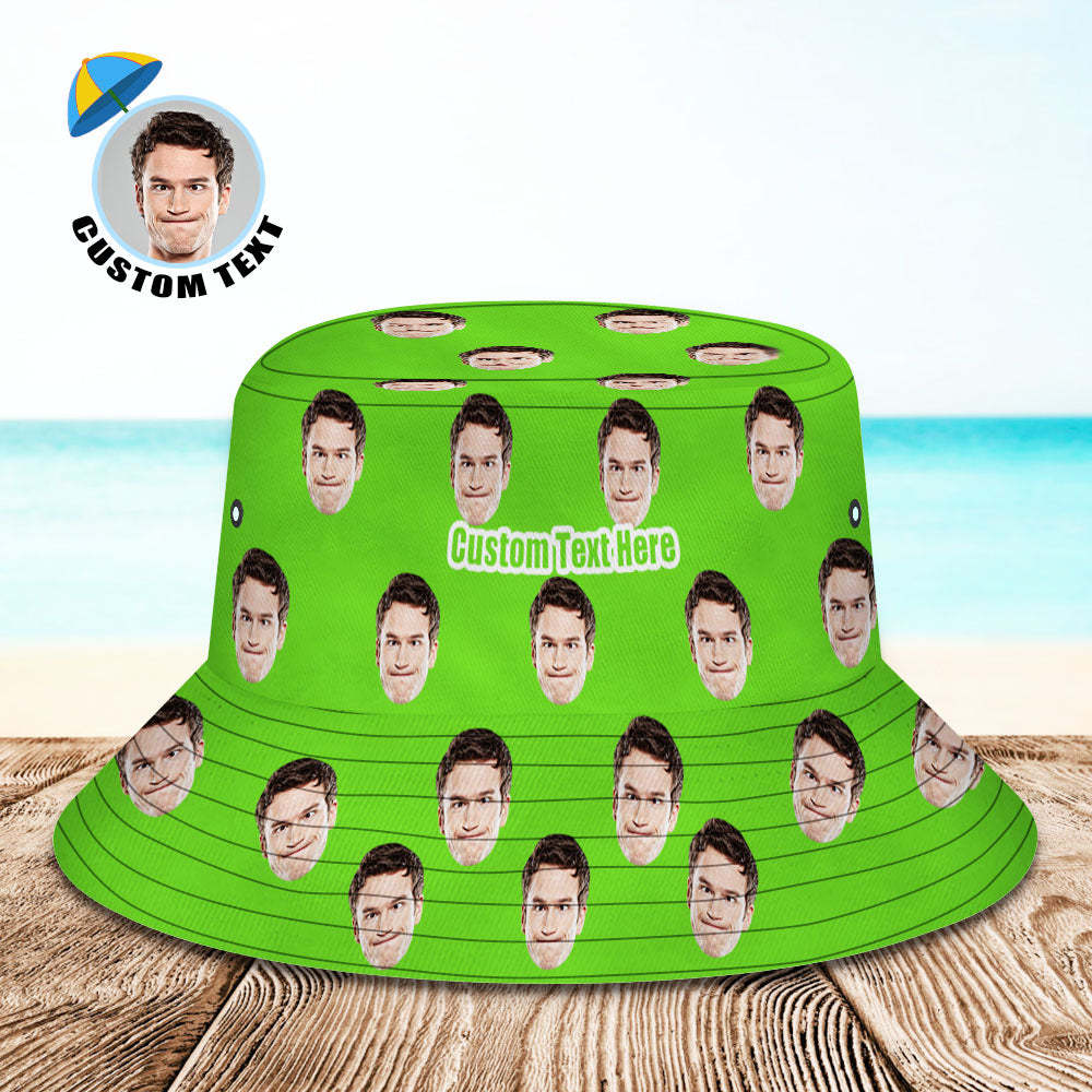 Custom Your Photo Face Summer Bucket Hat Fisherman Hat - Green - FaceSocksUSA