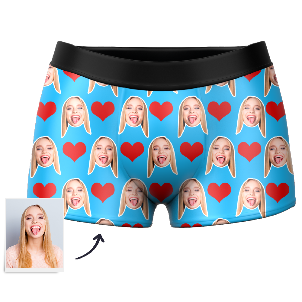 Custom Heart Boxer Shorts-FaceSocksUSA