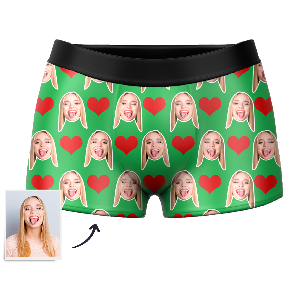 Custom Heart Boxer Shorts-FaceSocksUSA