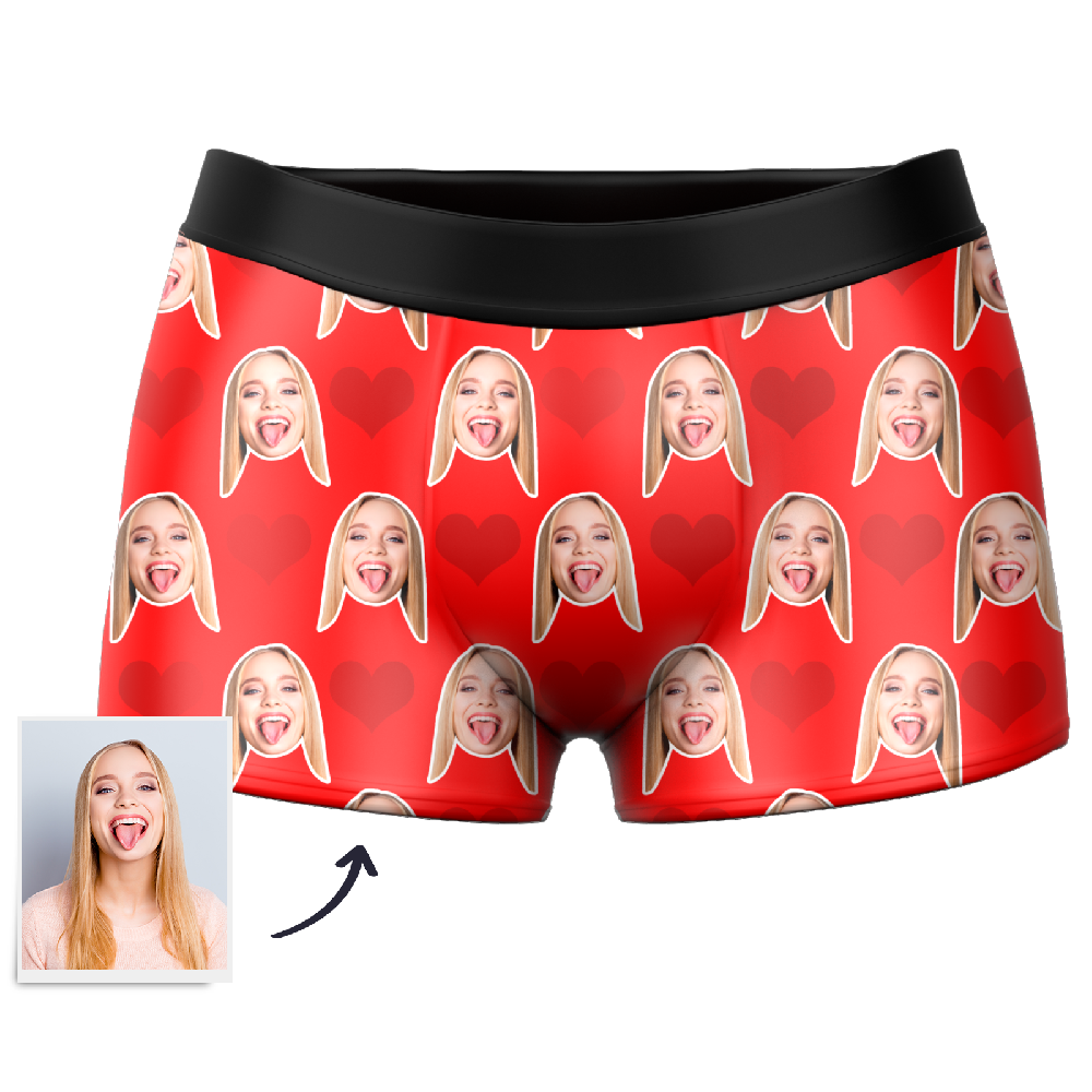 Custom Heart Boxer Shorts-FaceSocksUSA