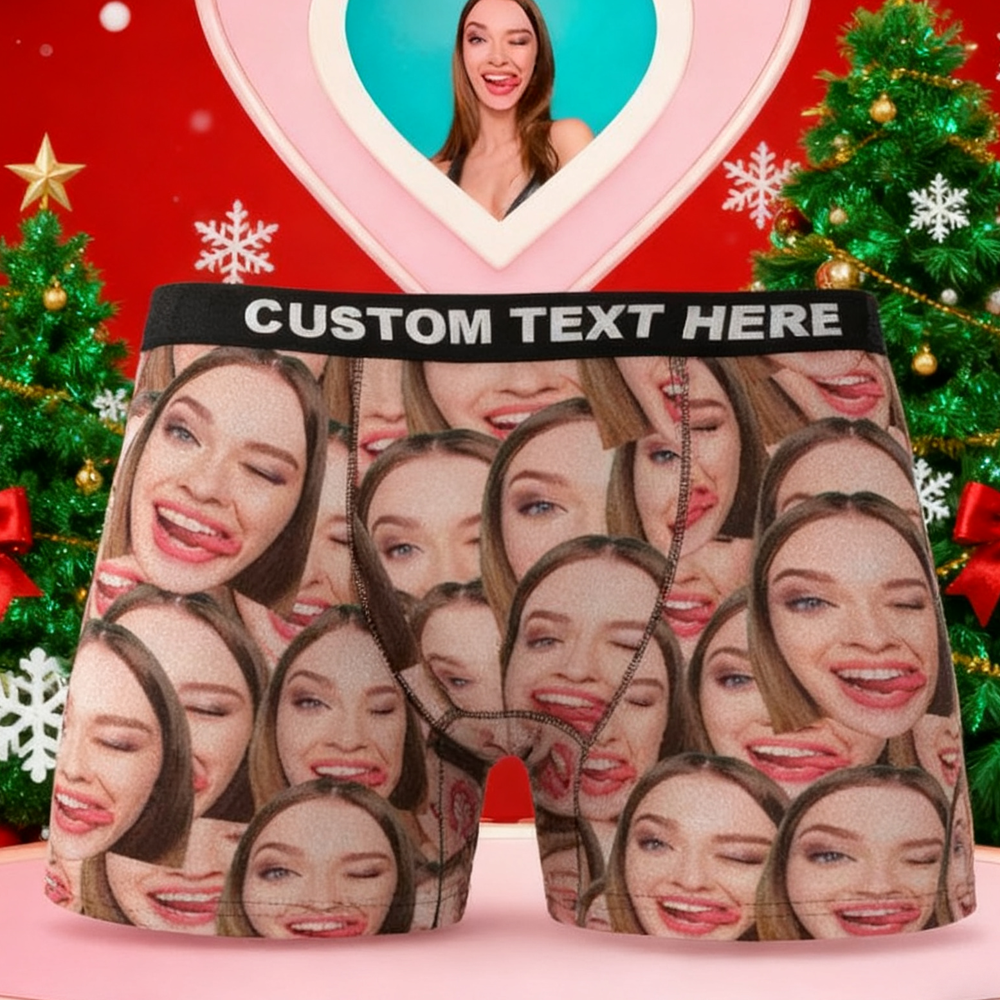 Christmas Gifts Men's Custom Face Mash Boxer Shorts - FaceSocksUSA