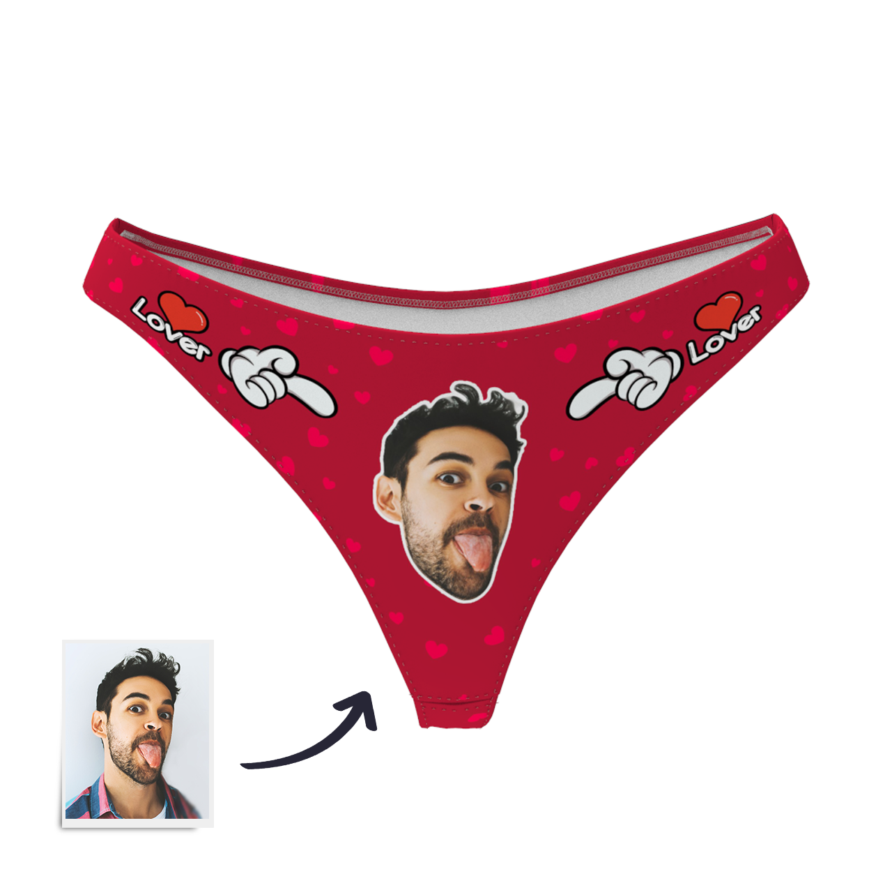 Women's Custom Face Thong - Lover-FaceSocksUSA