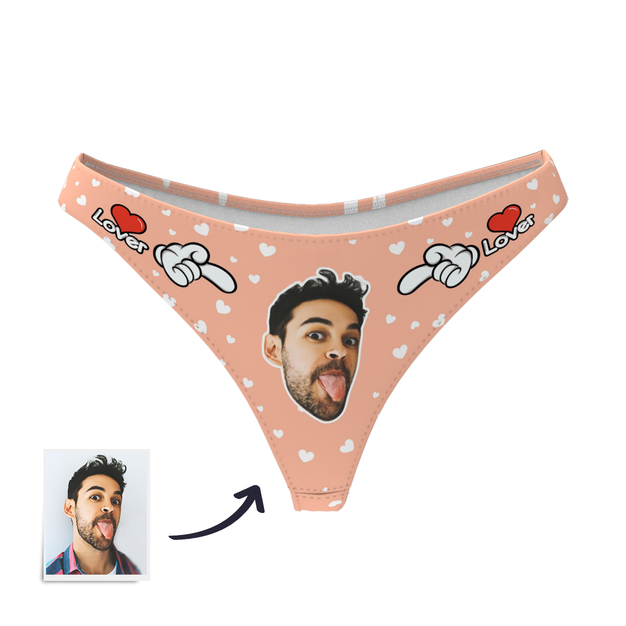Women's Custom Face Thong - Lover-FaceSocksUSA