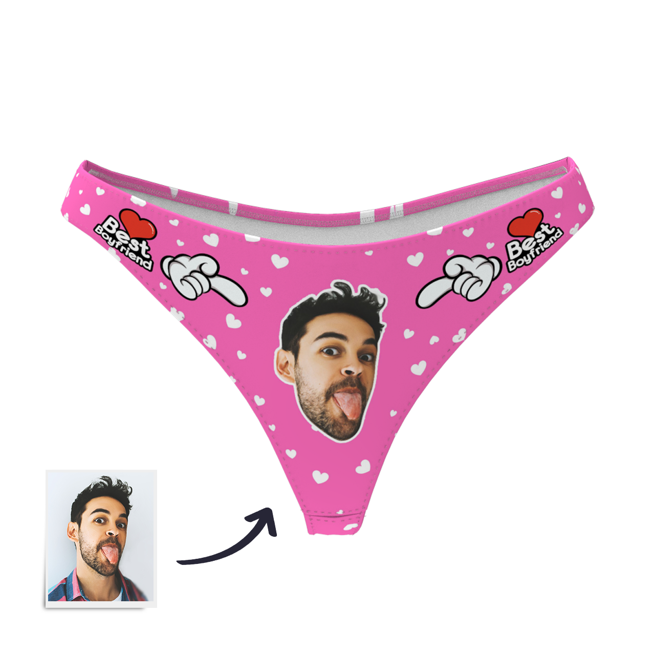 Women's Custom Face Thong - Best Boyfriend-FaceSocksUSA