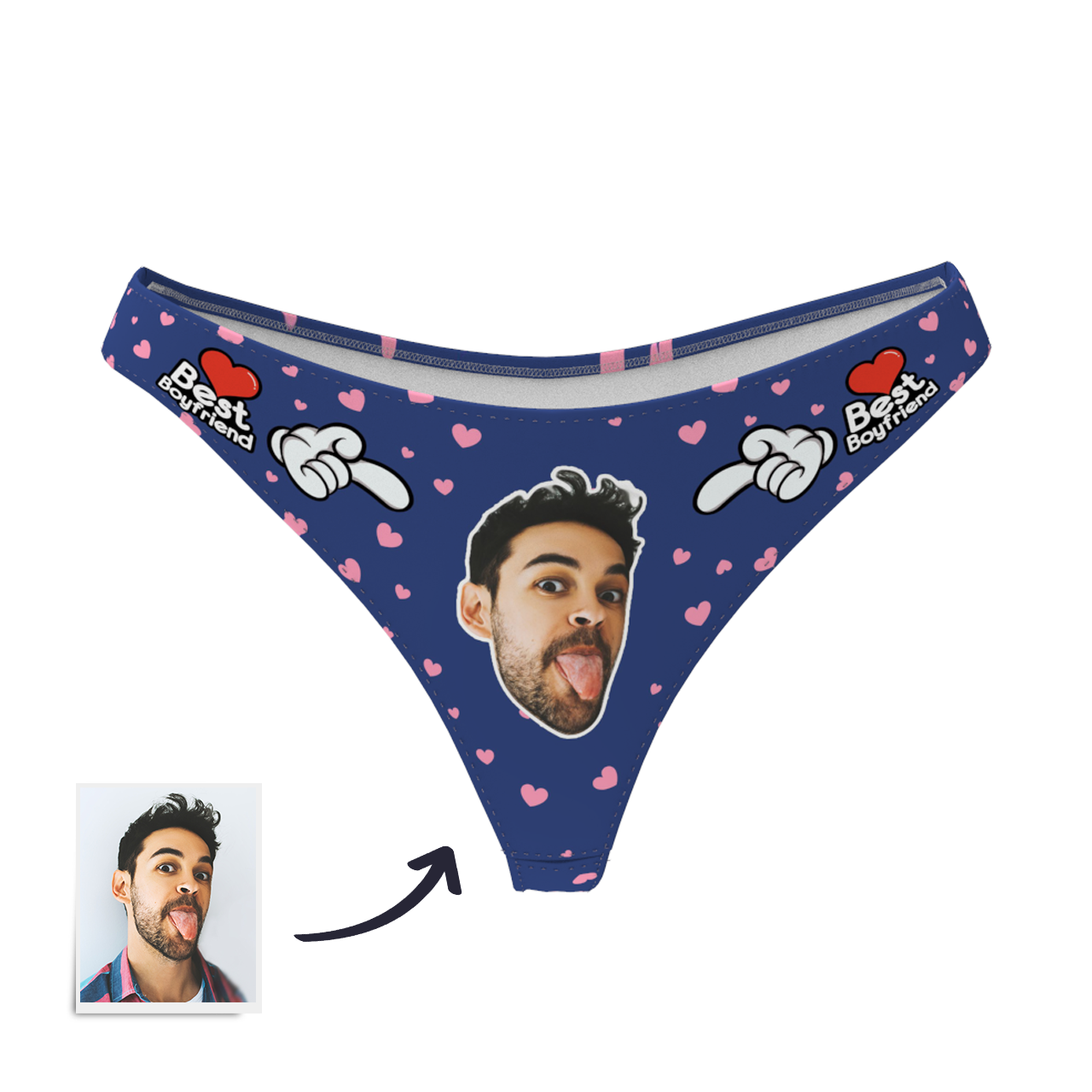 Women's Custom Face Thong - Best Boyfriend-FaceSocksUSA