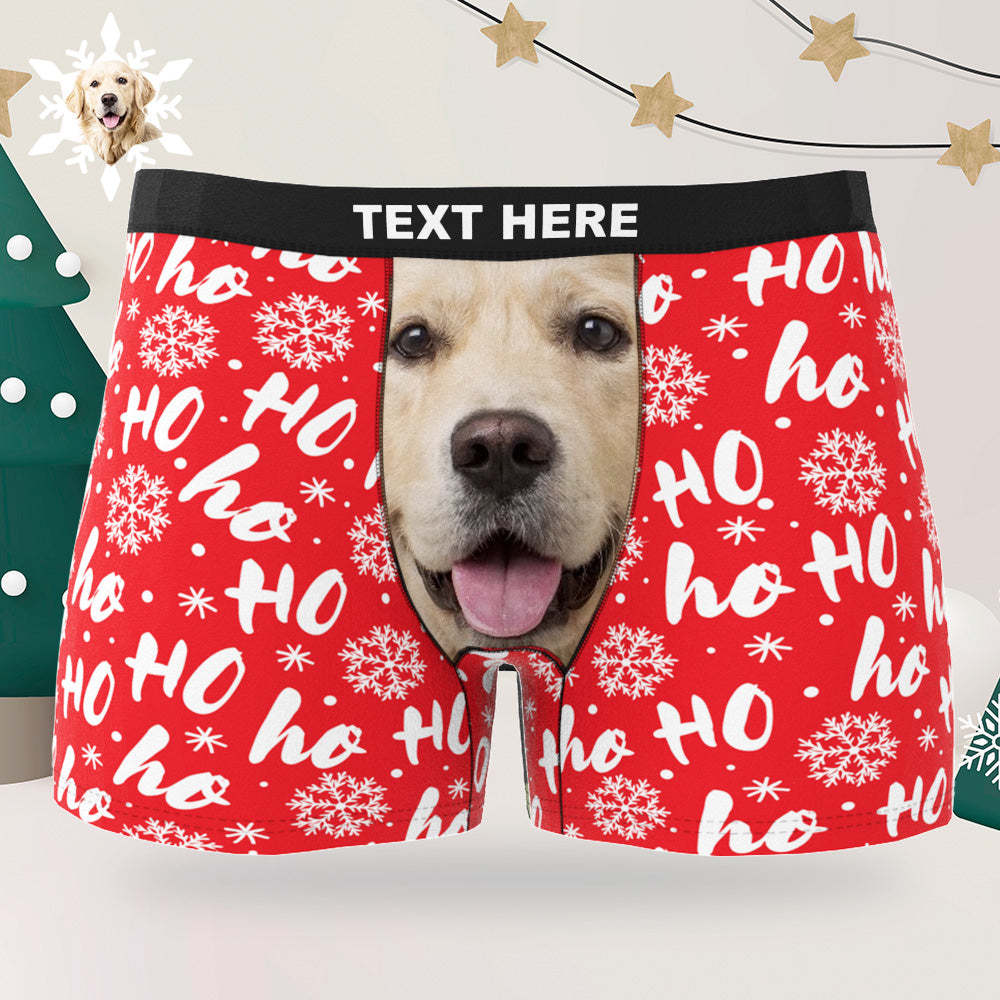 Custom Men's Photo Boxers Personalized Christmas Big Face Red Underwear Christmas Gift for Him - FaceSocksUSA