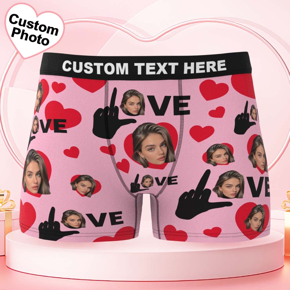 Valentine's Day Gifts Custom Face Men's Underwear Personalized Boxer Briefs Gifts for Him Love Gesture - FaceSocksUSA