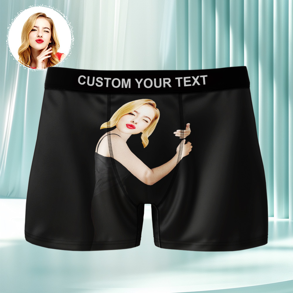 Custom Photo Underwear Men's Boxer Briefs Breathable Ice Silk Personalized Face Boxers - FaceSocksUSA