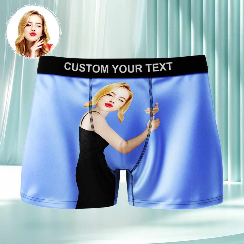 Custom Photo Underwear Men's Boxer Briefs Breathable Ice Silk Personalized Face Boxers - FaceSocksUSA