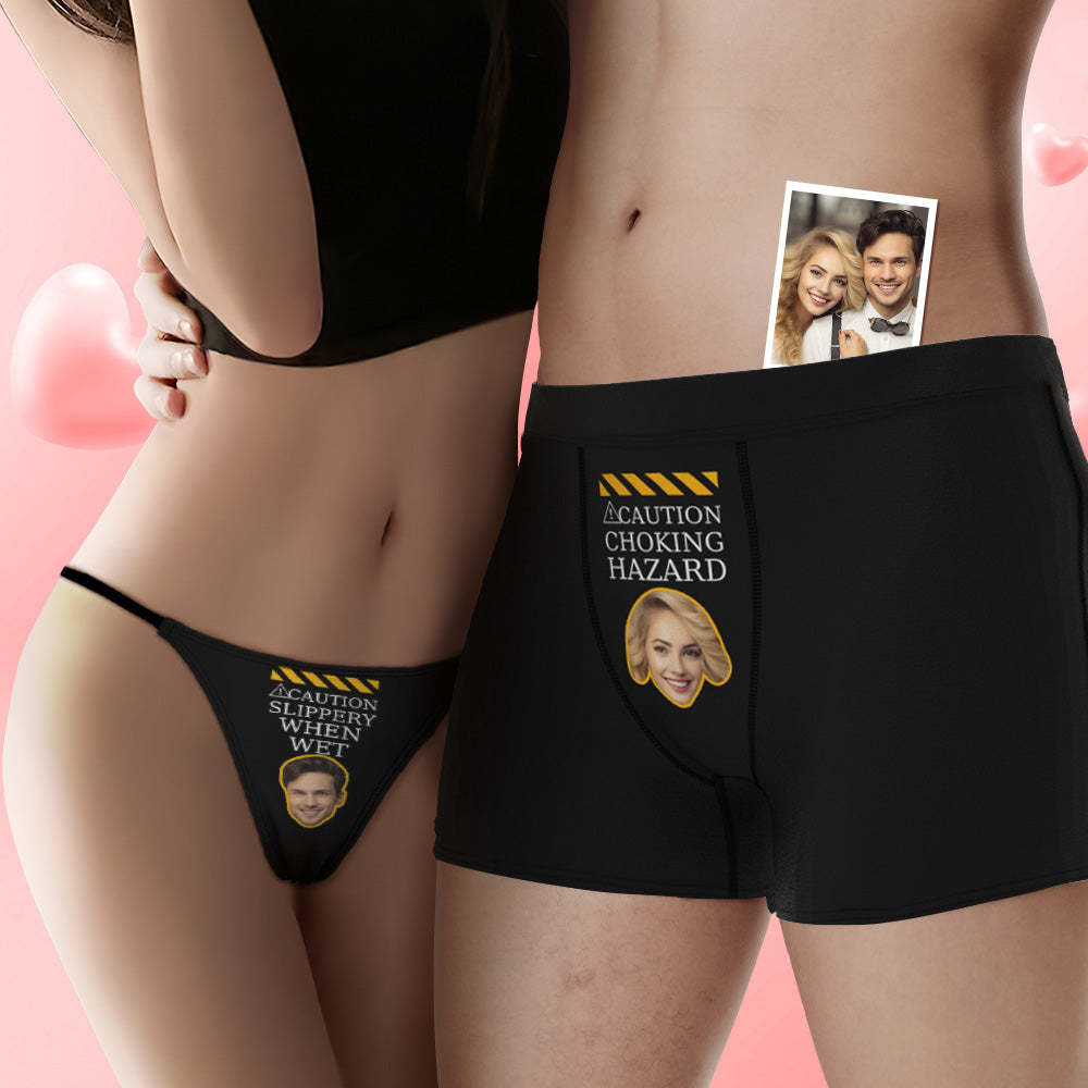 Custom Face Couple Underwear CHOKING HAZARD Personalized Underwear Valentine's Day Gift - FaceSocksUSA