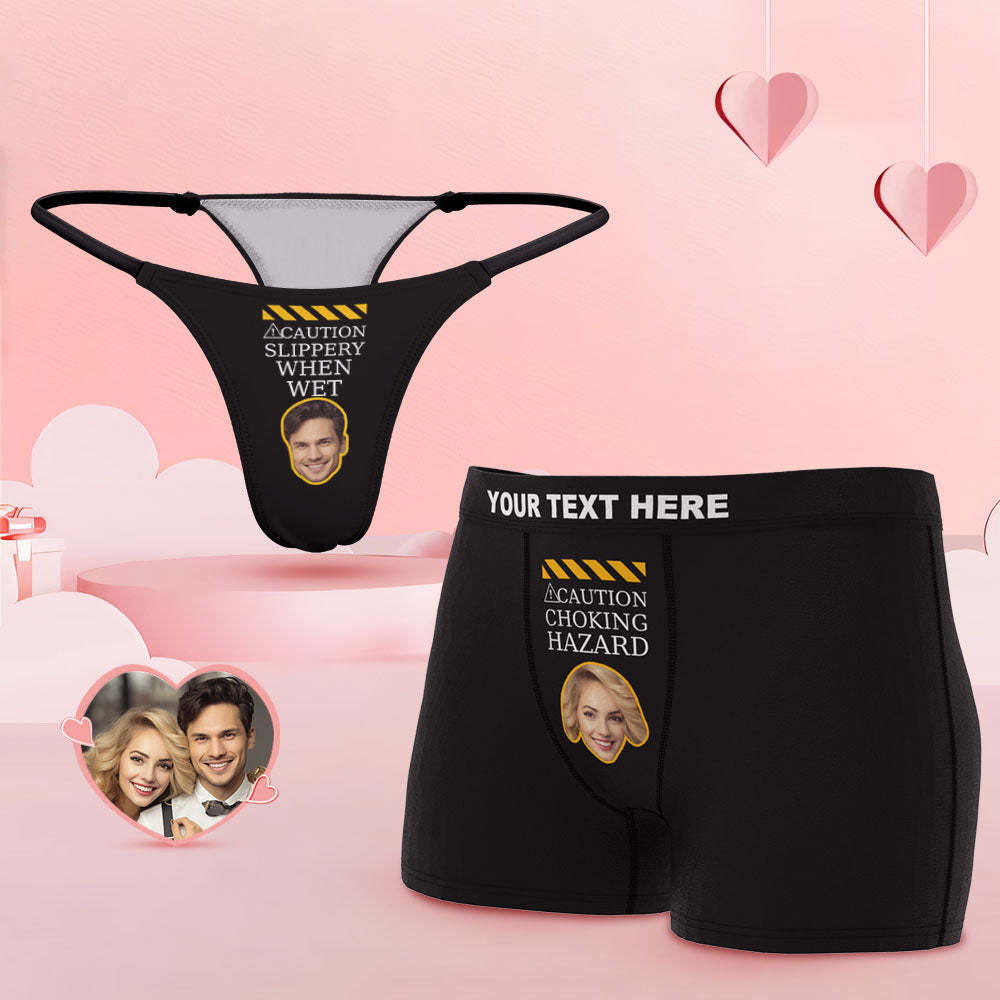Custom Face Couple Underwear CHOKING HAZARD Personalized Underwear Valentine's Day Gift - FaceSocksUSA