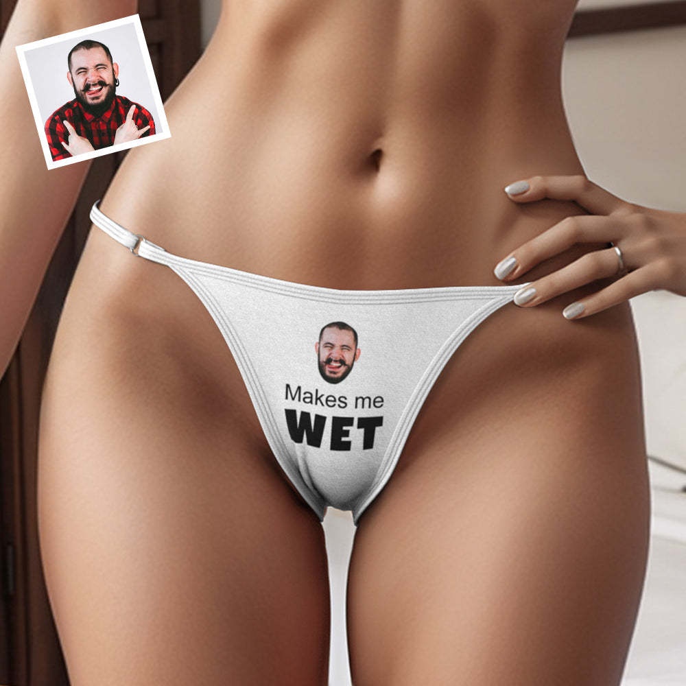 Custom Face Ring Linked Panty Makes Me Wet Personalized Photo Thong Panties Valentine's Day Gift	 - FaceSocksUSA