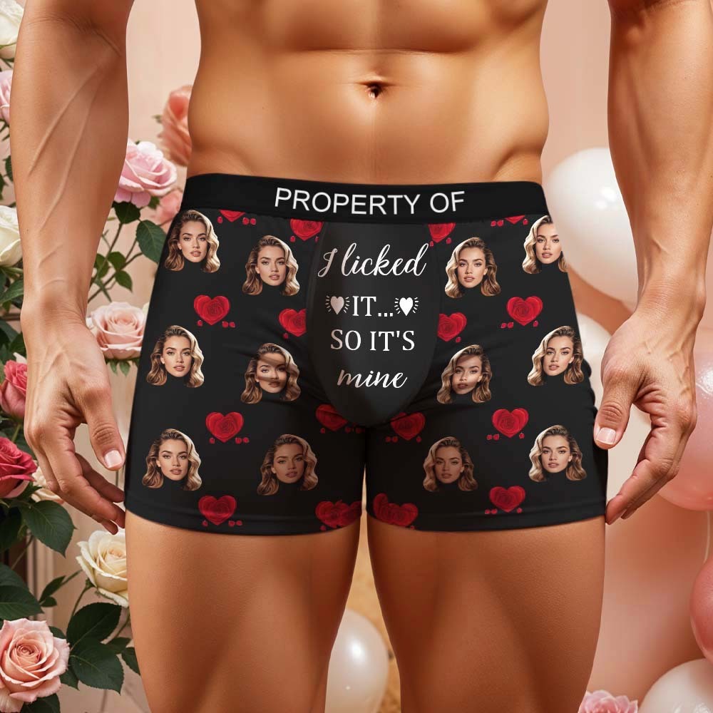 Custom Face & Name Men's Boxer Shorts Underwear Rose Secret Personalized Boxer Briefs for Boyfriend Husband Gift - FaceSocksUSA