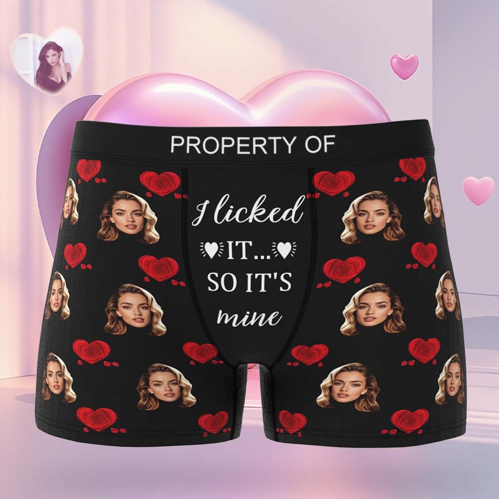 Custom Face & Name Men's Boxer Shorts Underwear Rose Secret Personalized Boxer Briefs for Boyfriend Husband Gift - FaceSocksUSA