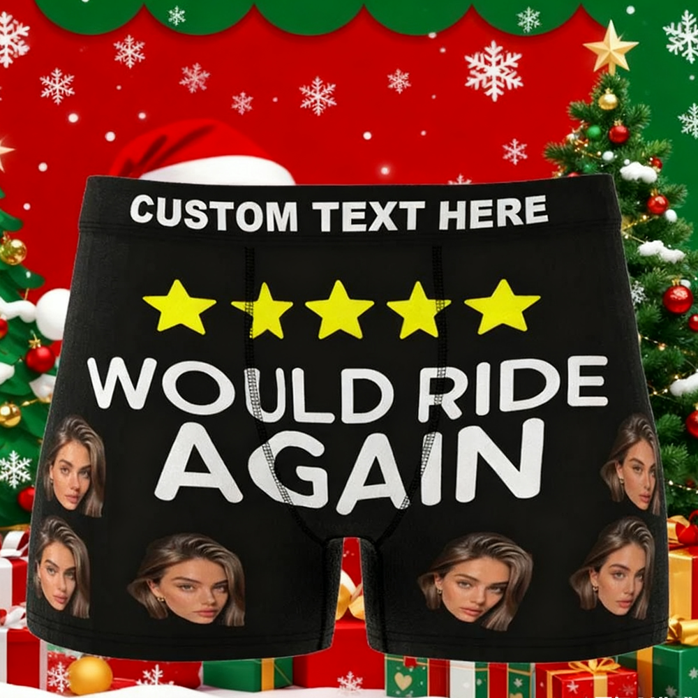 Custom Face Underwear Men's Boxer Brief Christmas Novelty Gifts for Him - FaceSocksUSA