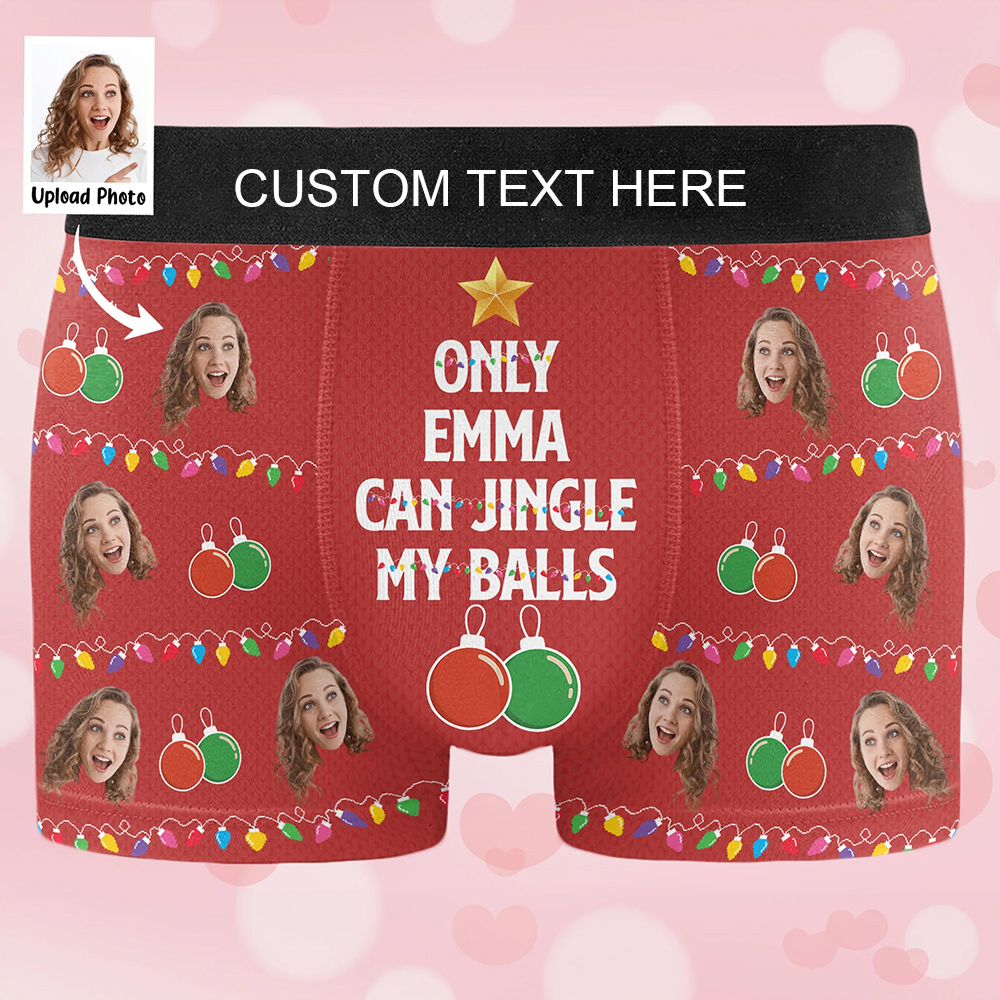 Jingle My Balls Funny Gift For Husband - Personalized Photo Men's Boxer Briefs - FaceSocksUSA