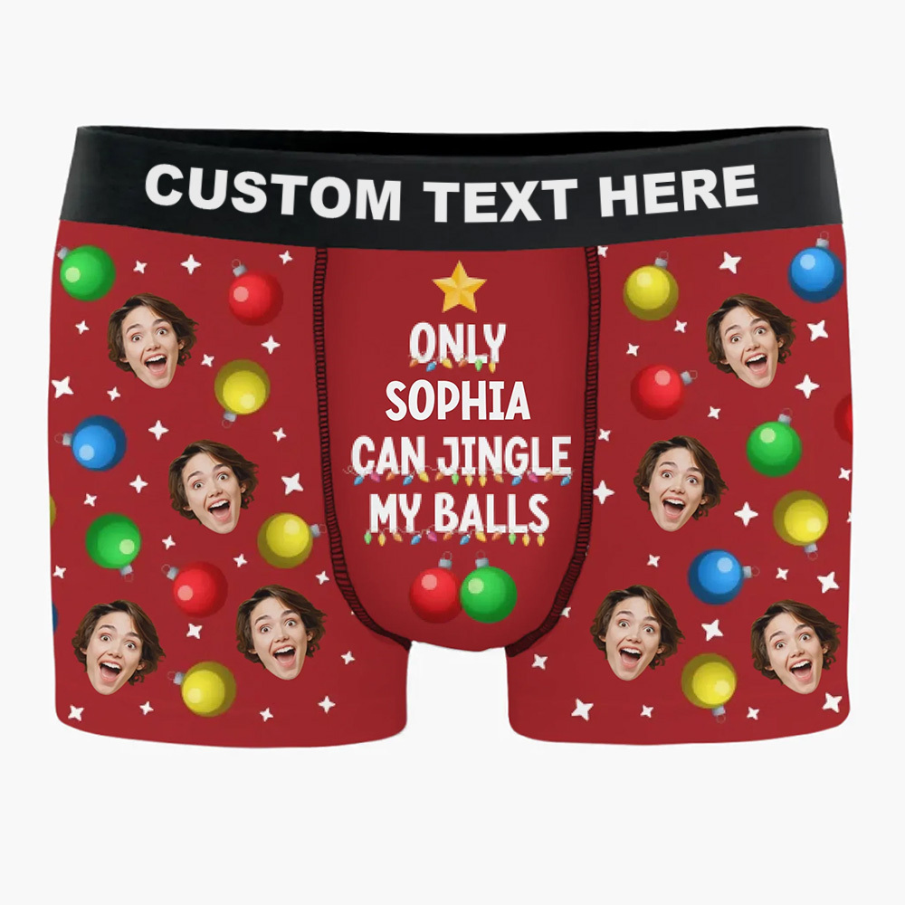Custom Photo Boxer Briefs, Men's Boxers - Personalized Anniversary Christmas Wedding Gifts For Husband And Wife, Him And Her - Naughty List Approved - FaceSocksUSA