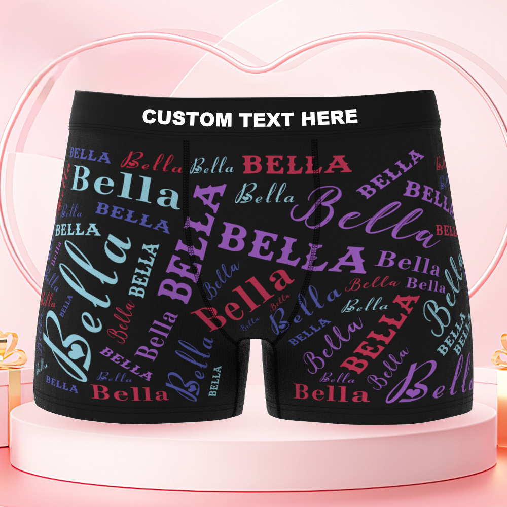Custom Name Pattern Boxer Briefs Fashion Men's Boxers Underwear Personalized Gifts for Him - FaceSocksUSA
