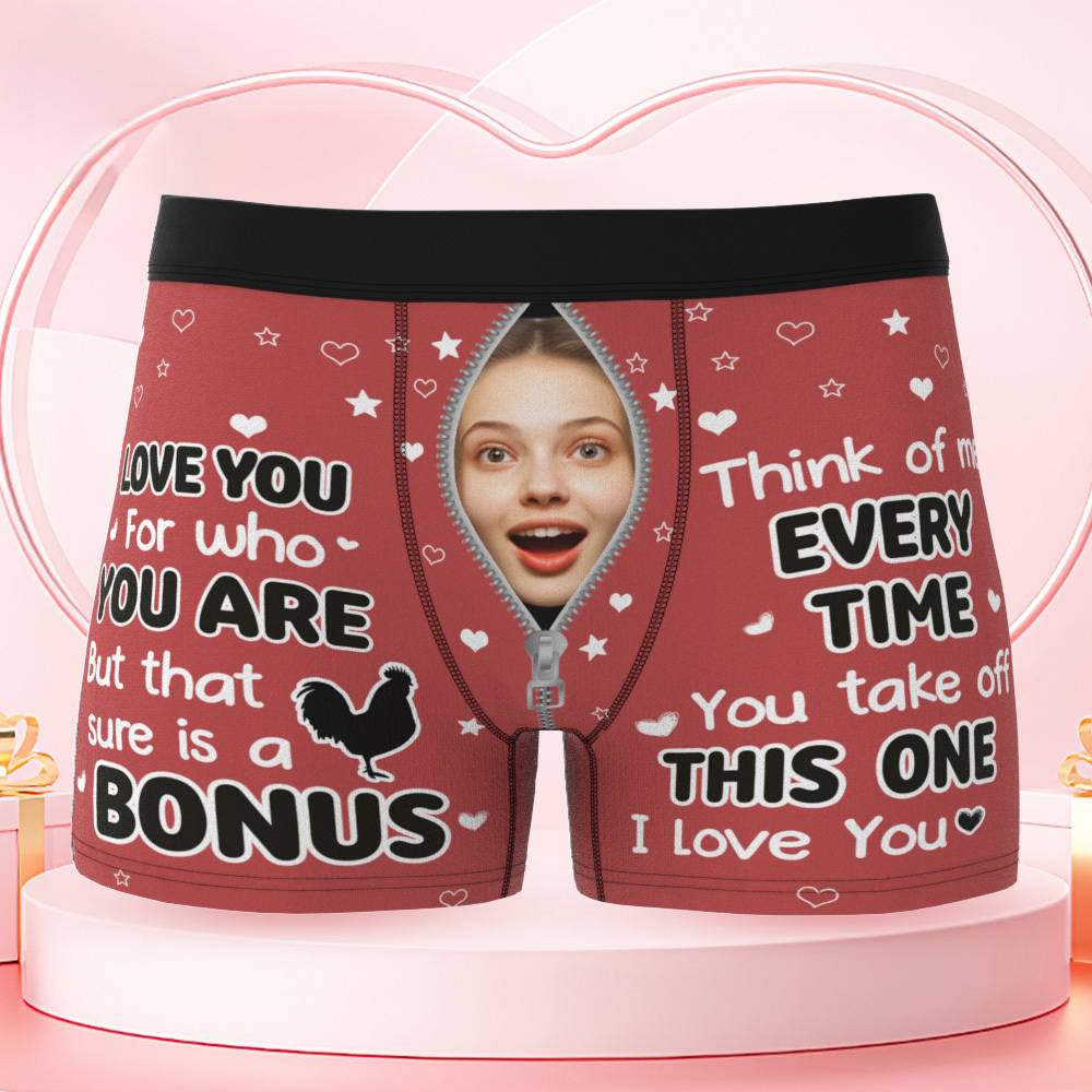 Custom Photo Funny Girlfriend Wife Face I Love You For Who You Are - Personalized Men's Boxer Briefs - FaceSocksUSA