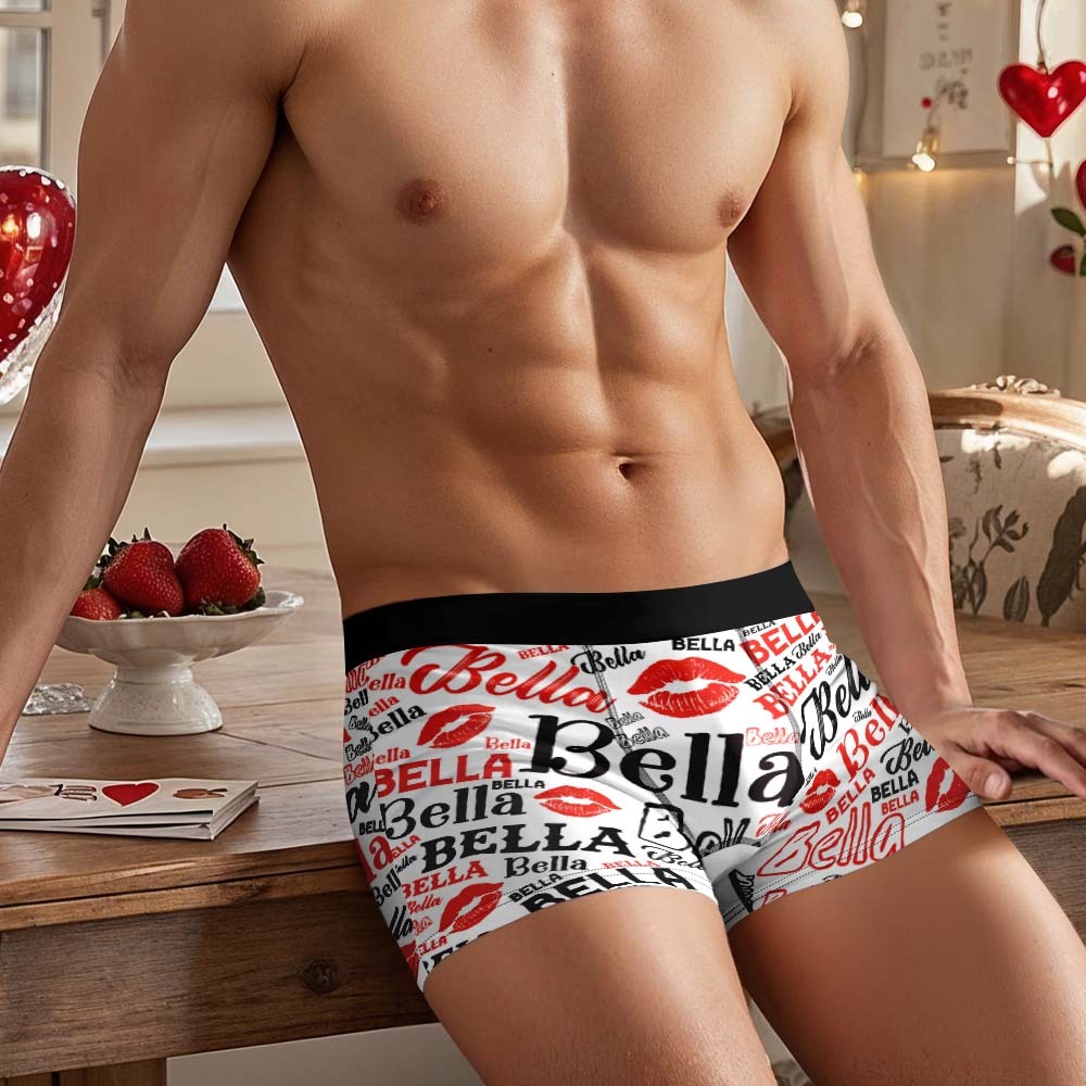 Custom Men's Underwear Personalized Name Men's Boxer Briefs - FaceSocksUSA