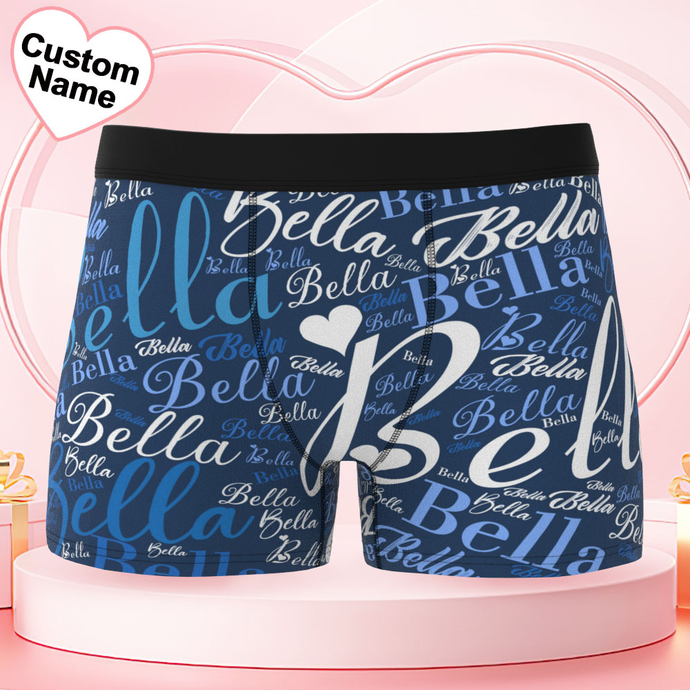 Custom Name Men's Underwear Word Art Personalized Men's Boxer Briefs - FaceSocksUSA