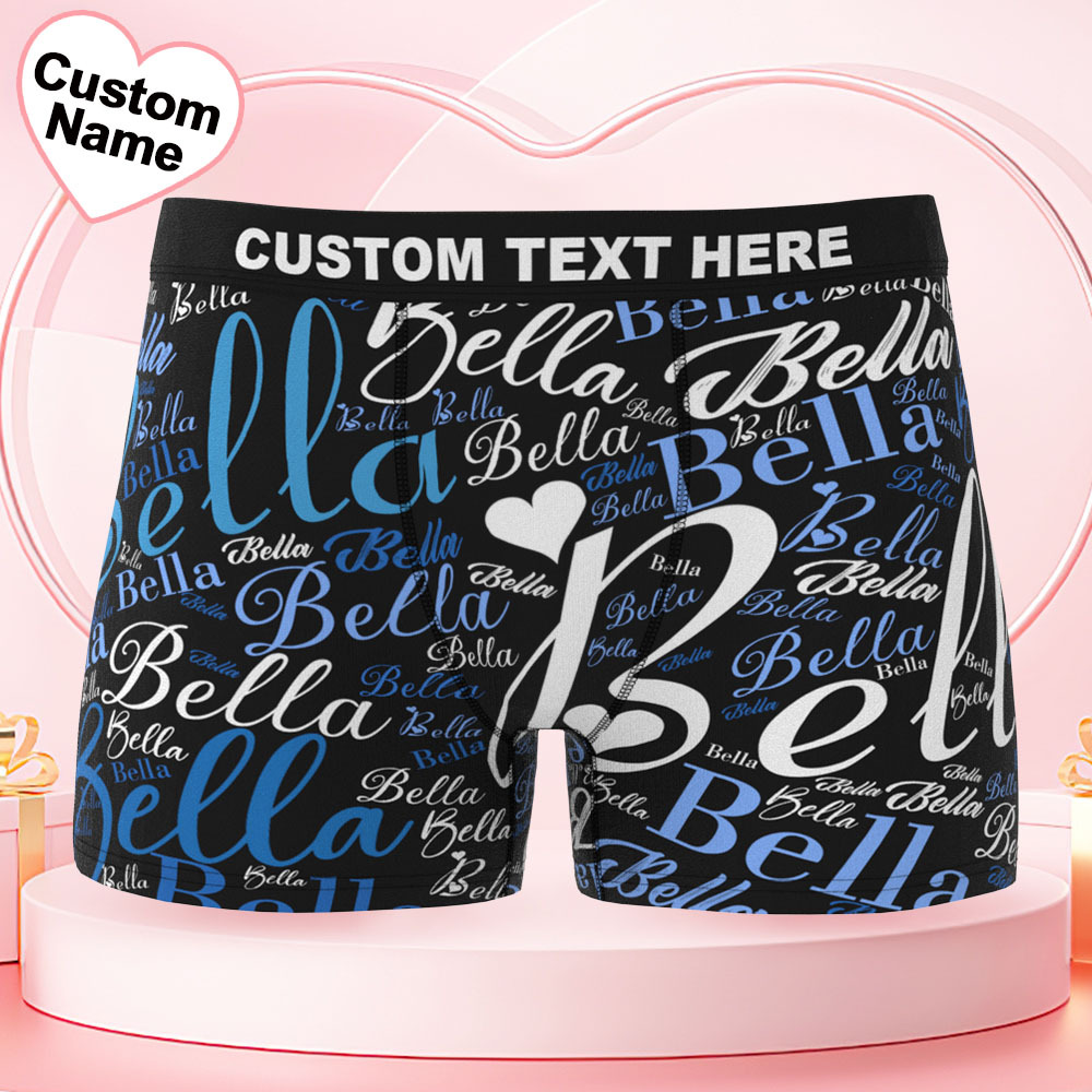 Custom Name Men's Underwear Word Art Personalized Men's Boxer Briefs - FaceSocksUSA