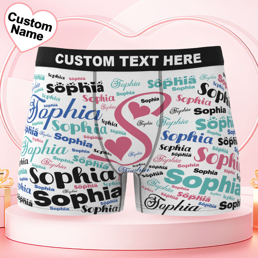 Custom Name Men's Underwear Multicolor Word Personalized Men's Boxer Briefs - FaceSocksUSA