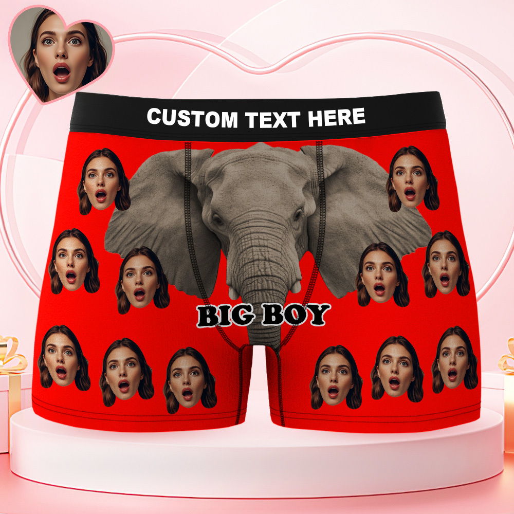 Custom Face Men's Underwear Big Boy Personalized Photo Men's Boxer Briefs Valentine's Gifts - FaceSocksUSA