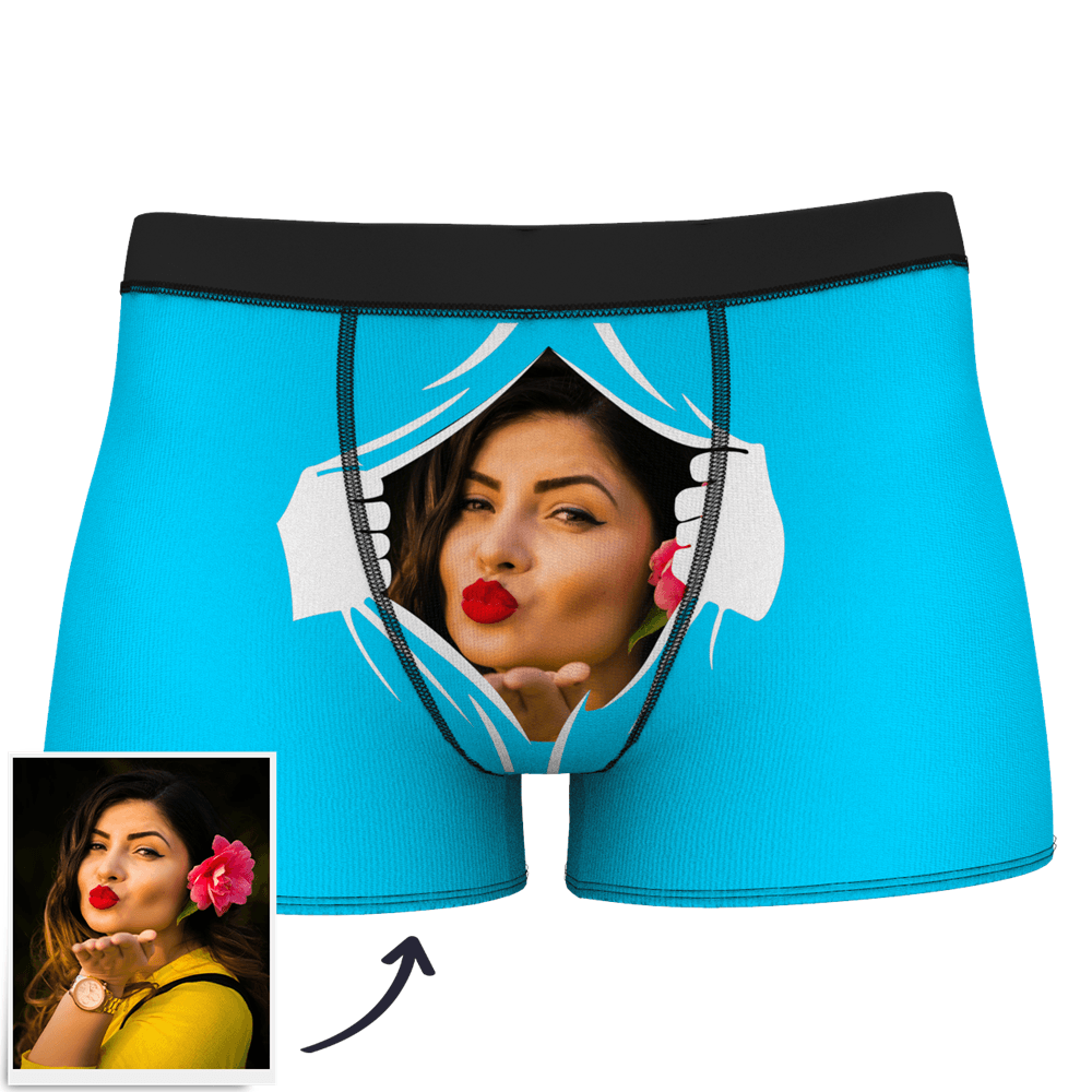 Men's Custom Face On Tearing Boxer Shorts	 - FaceSocksUSA