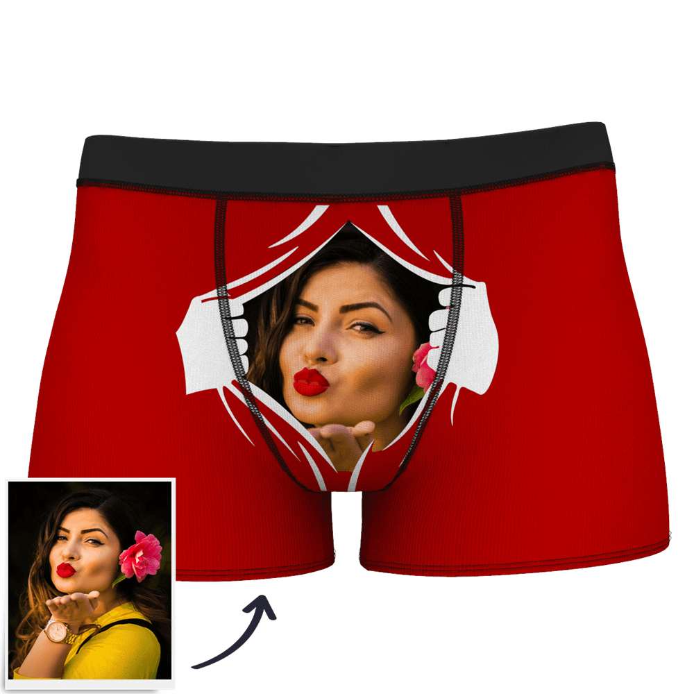 Men's Custom Face On Tearing Boxer Shorts	 - FaceSocksUSA