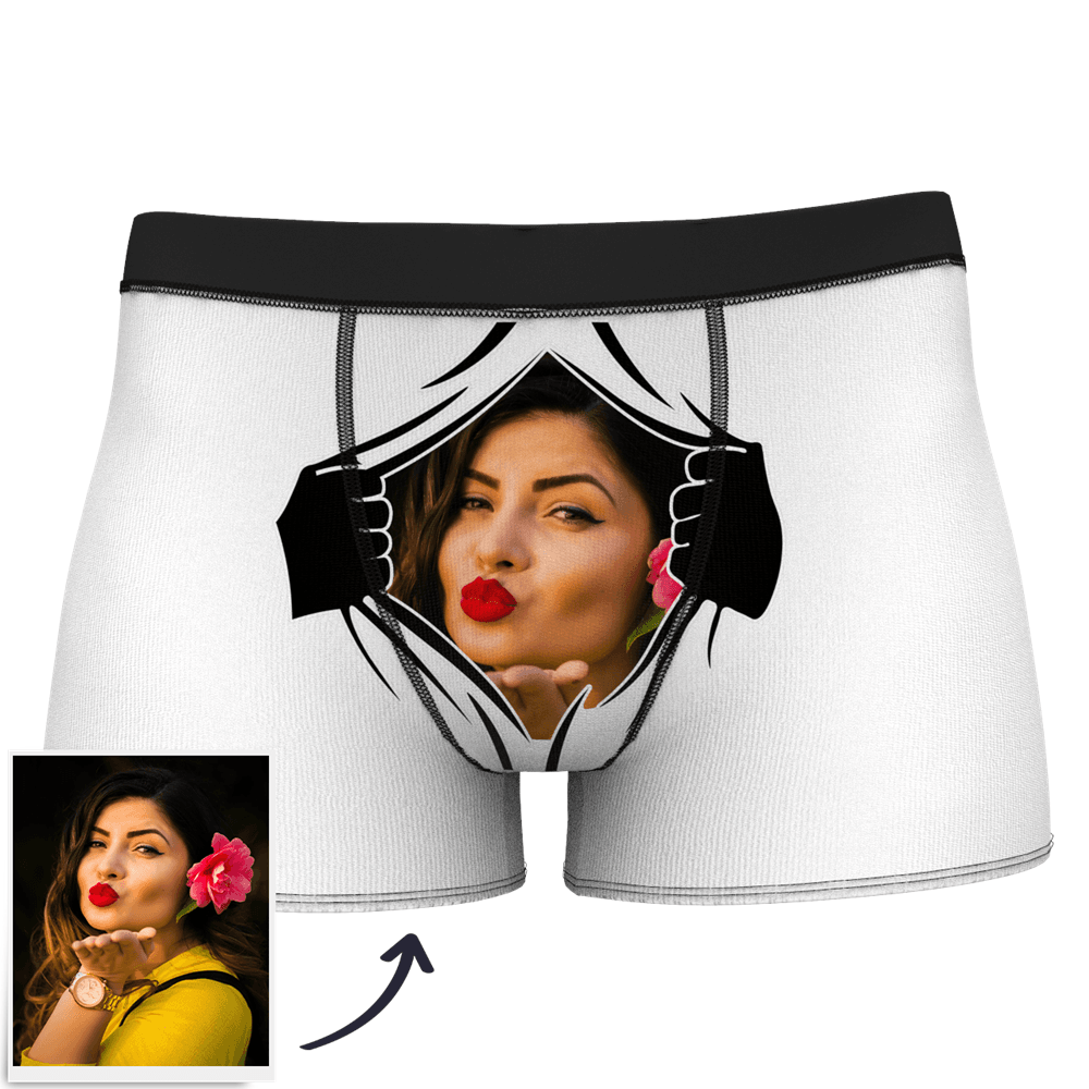 Men's Custom Face On Tearing Boxer Shorts	 - FaceSocksUSA